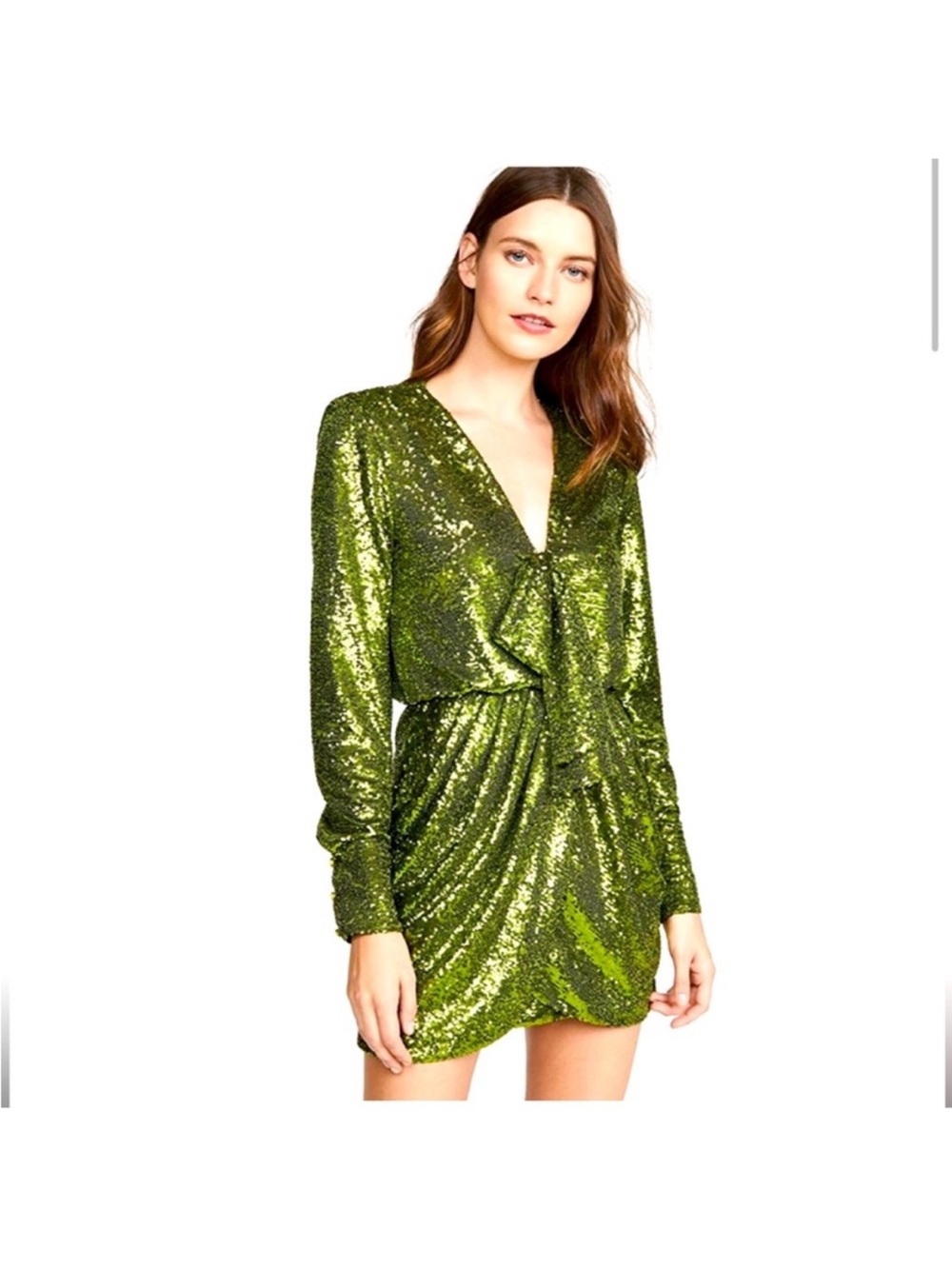 cinq a sept Lime Green Sequin Tank Dress Peridot Green Sequin Mini Dress small